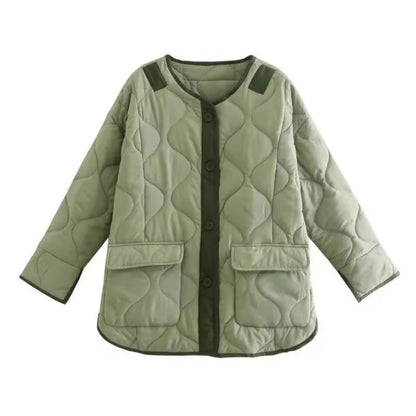 Thick Diamond Pattern Curved Hem Jacket