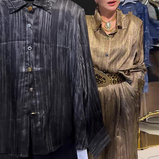 Women's Button-Down Shirt & Wide-Leg Pants Set