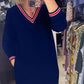 V-Neck Loose Knit Dress for Women