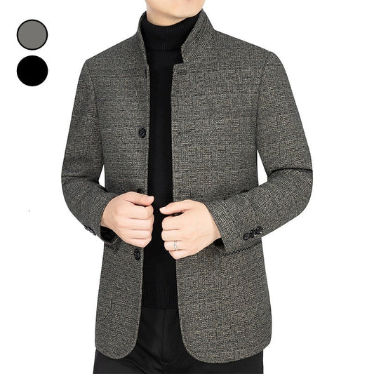 Men's Button Down Band Collar Coats with Pockets