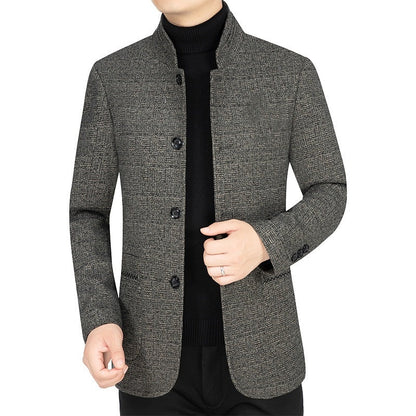 Men's Button Down Band Collar Coats with Pockets