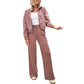Sleek Full-Zip Jacket & High-Rise Wide-Leg Sweatpants Set