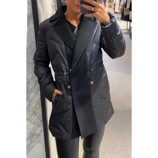 Women's Lapel Patchwork Thickened Jacket