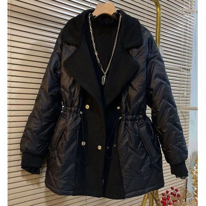 Women's Lapel Patchwork Thickened Jacket