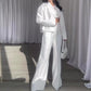 Women’s Solid Color Jacket and Loose Pants 2-Piece Set