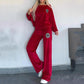 🎅Christmas Pre-sale🎁Women’s Cozy Casual Set -  Soft Batwing Top and Wide-Leg Pants