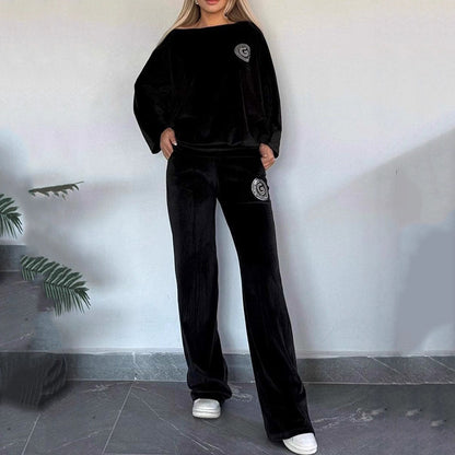 Women’s Cozy Casual Set -  Soft Batwing Top and Wide-Leg Pants