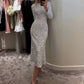 Women's Sparkly Round-Neck Bodycon Long Dress