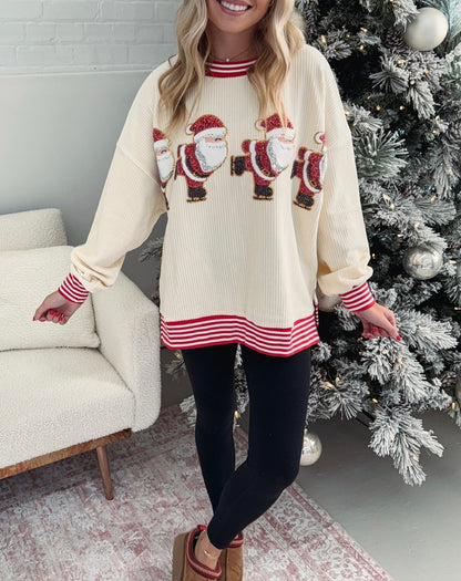 🎄Xmas Hot Sale - 49% OFF🎅Women's Skating Santa Sequin Pullover