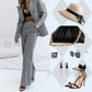 💖Limited Sale 50% OFF💖Women’s Casual Gray Blazer Top & Wide-Leg Pants 2-Piece Set
