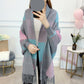 Women's Plaid Knitted Fringe Long Sleeve Shawl