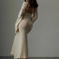 Women's Solid Backless Long-Sleeve Maxi Dresses