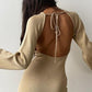Women's Solid Backless Long-Sleeve Maxi Dresses
