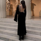 Women's Solid Backless Long-Sleeve Maxi Dresses