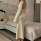 Women's Solid Backless Long-Sleeve Maxi Dresses