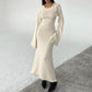 Women's Solid Backless Long-Sleeve Maxi Dresses