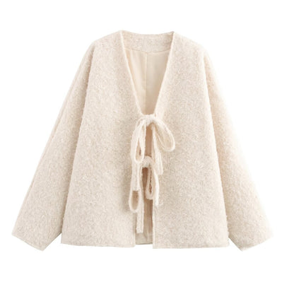 Women's Bow Tie Front Open Cardigan