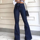 Women's High-Waisted Flared Jeans with Belt