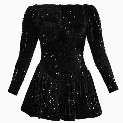 Christmas Black Sequin Dress