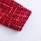 Warm Plaid Blazer and High-Waisted Skort 2 PCS Set