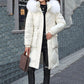 Women's Shimmering Quilted Winter Coat with Faux Fur Trim Hood