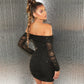 Glitter Pleated Off-Shoulder Wrap Party Dress