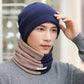 Gorro de invierno con forro cálido y bufanda para el cuello