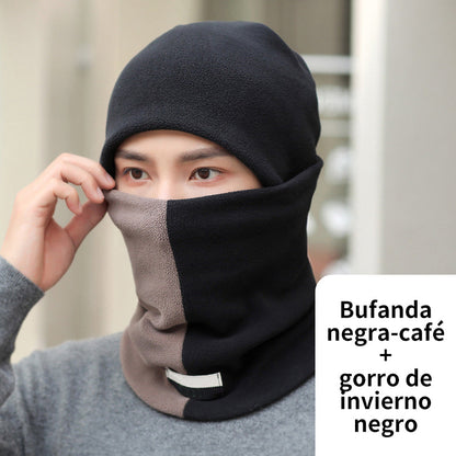 Gorro de invierno con forro cálido y bufanda para el cuello