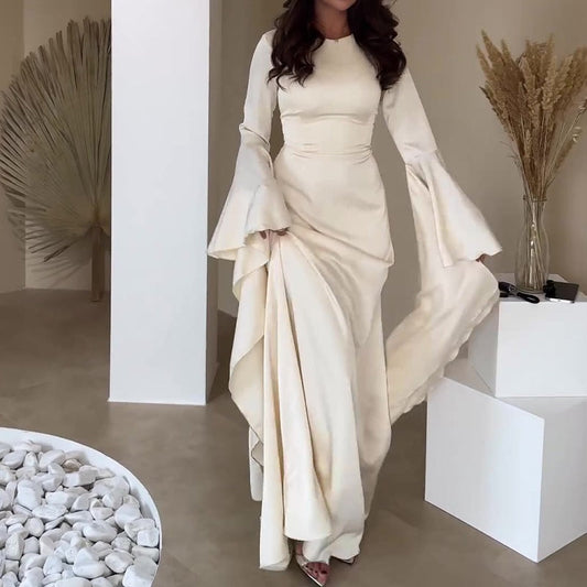 Elegant Flared Long Sleeve Maxi Dress