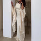 Elegant Flared Long Sleeve Maxi Dress