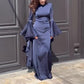 Elegant Flared Long Sleeve Maxi Dress