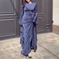 Elegant Flared Long Sleeve Maxi Dress