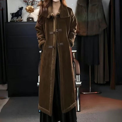 Stylish Plush Lined Overcoat for Women