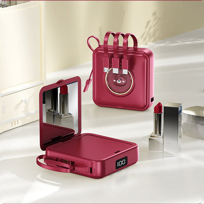Compact Power Bank with Mirror & 4 Cables
