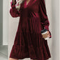 Women’s V-Neck Long Sleeve Smocked Mini Dress