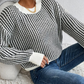 Women's Knit Ribbed Pullover Round Neck Sweater