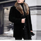 Men's Classic Single-Breasted Overcoat with Faux Fur Collar
