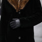 Men's Classic Single-Breasted Overcoat with Faux Fur Collar
