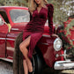 V-Neck Long-Sleeve Wrap Dress With Slit