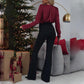 🔥Big Sale 50% OFF🔥Women's Luxurious Satin V-neck Blouse with Rose Detail