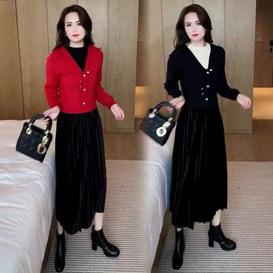 Women's Elegant Faux Two-Piece Dress