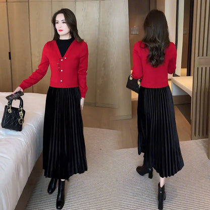 Women's Elegant Faux Two-Piece Dress