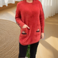 Women's Loose Warm Round-Neck Sweater with Pockets