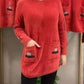 Women's Loose Warm Round-Neck Sweater with Pockets