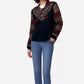 Women's Warm Color-Blocked Bow Tie Neck Top