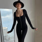 Slim Fit Long Sleeve Zip Jumpsuit