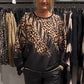 Casual Loose Round Neck Leopard Print Top