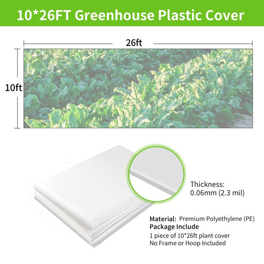 10x26ft Clear Greenhouse Plastic Sheeting
