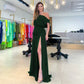 Sexy Strapless High Slit Cinched Waist Dress