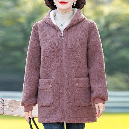 [Winter Gift for Mom] Women's Warm Full-Zip Hooded Jacket